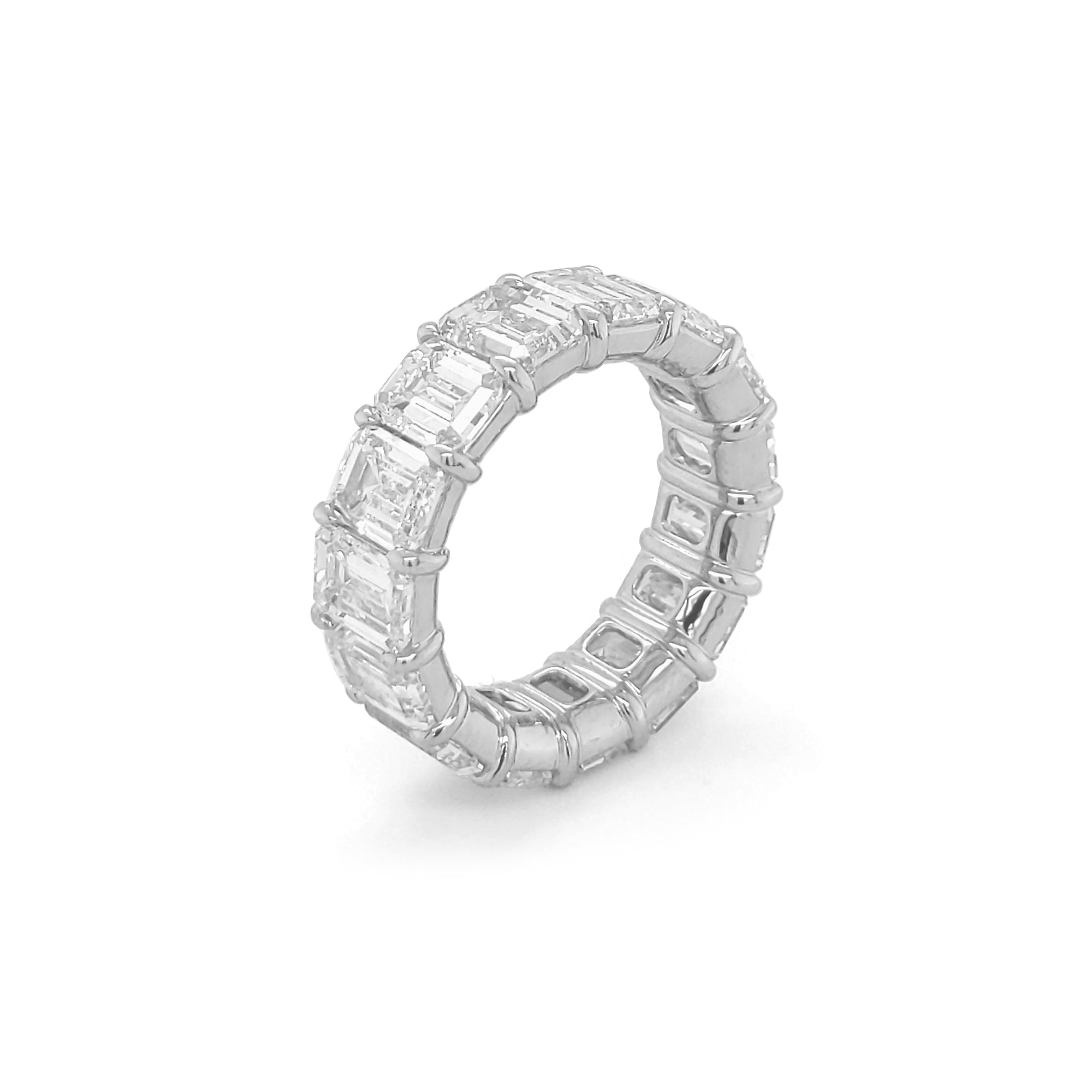 Emerald Lab Grown Diamond Eternity Ring in 18K Gold
