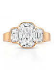 3 Cushion Lab Grown Diamond Ring 14K Gold