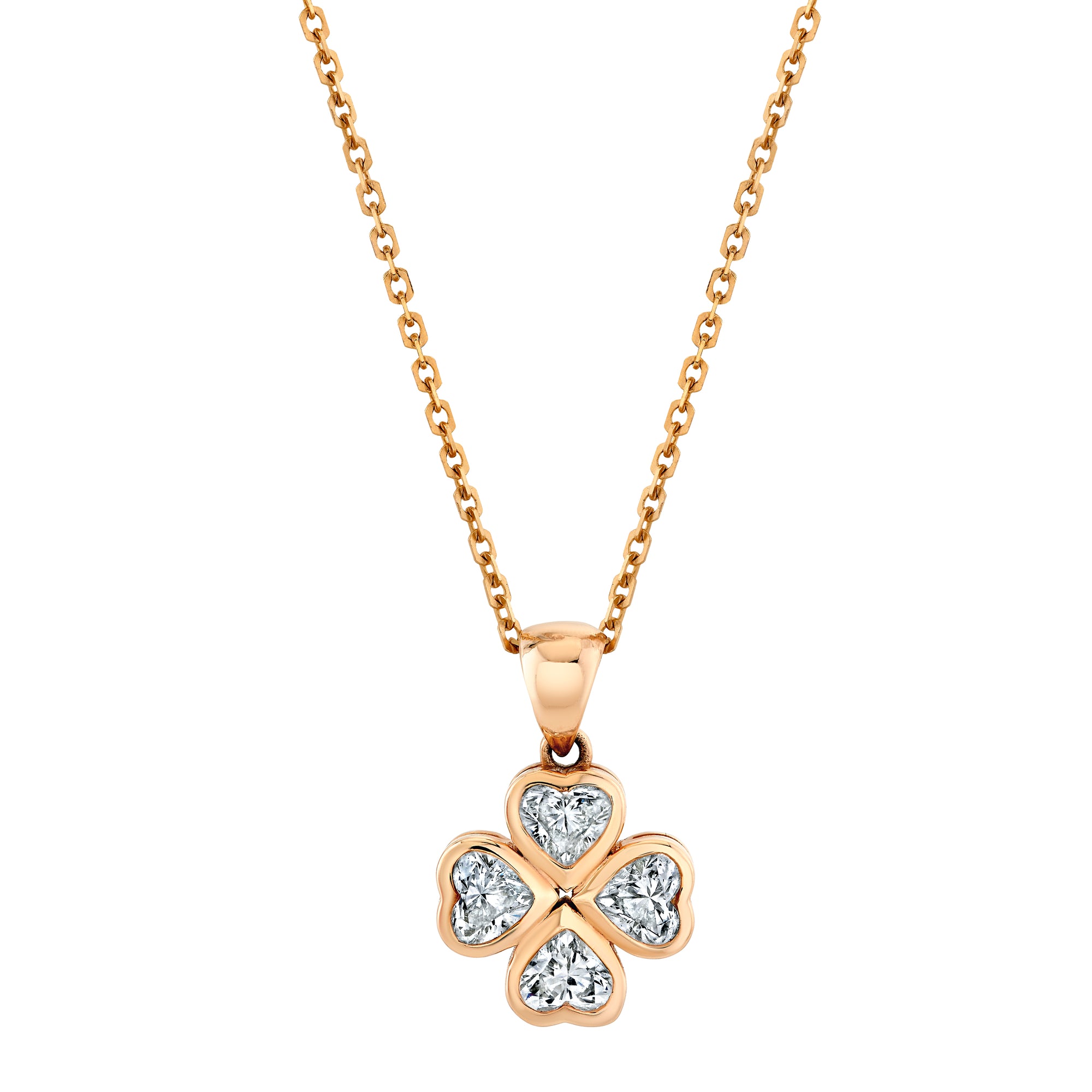 CVD Diamond Clover Heart Pendant Necklace