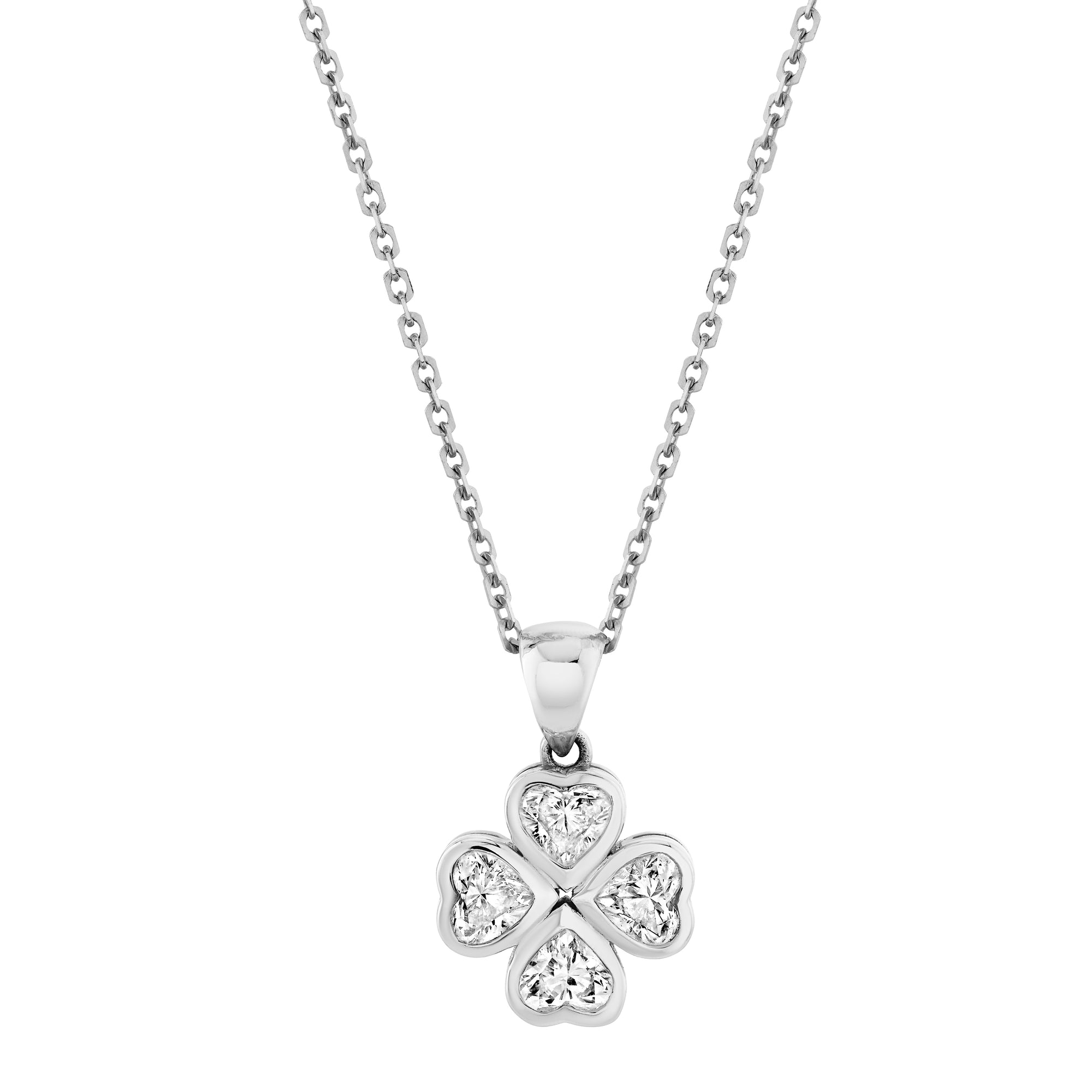 CVD Diamond Clover Heart Pendant Necklace