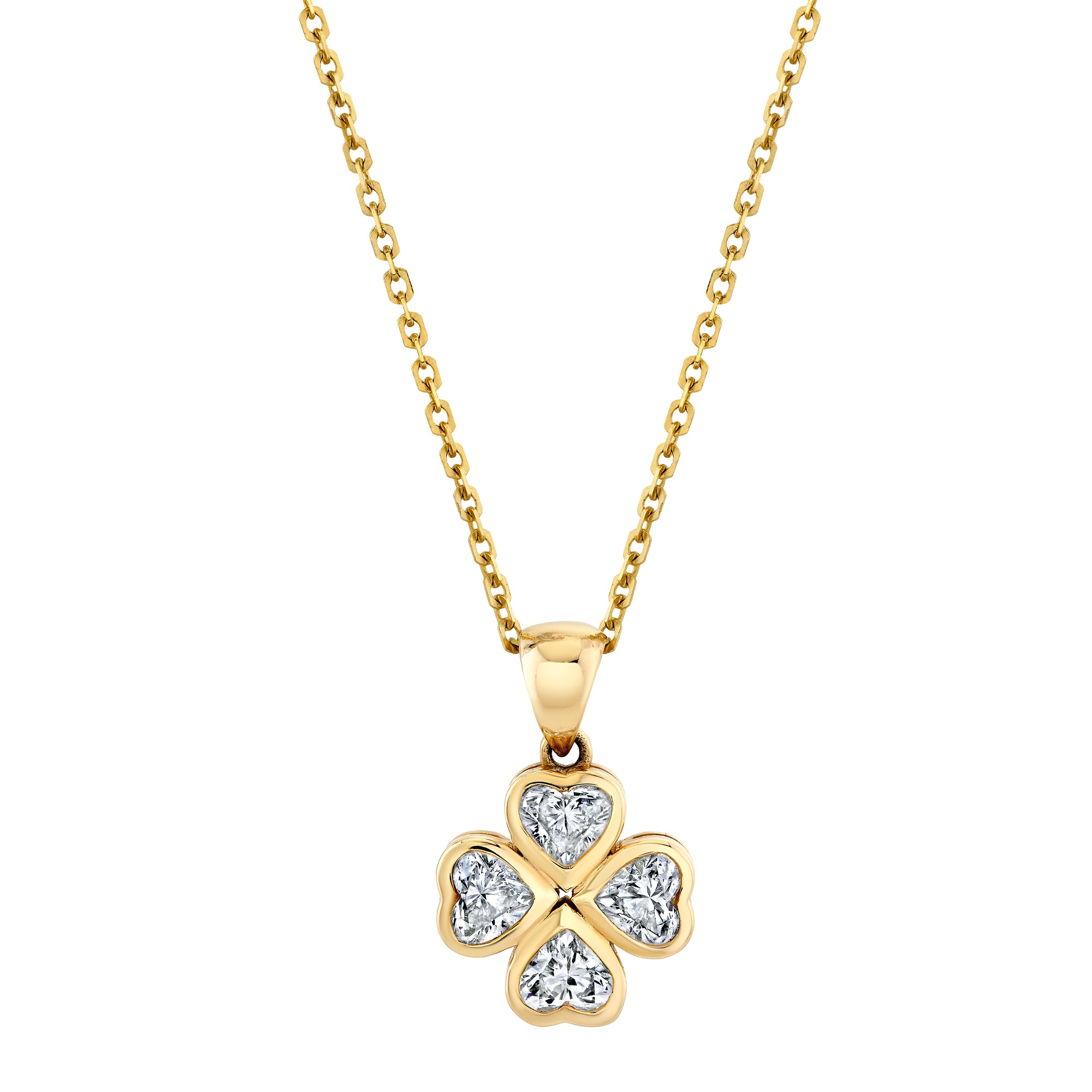 CVD Diamond Clover Heart Pendant Necklace