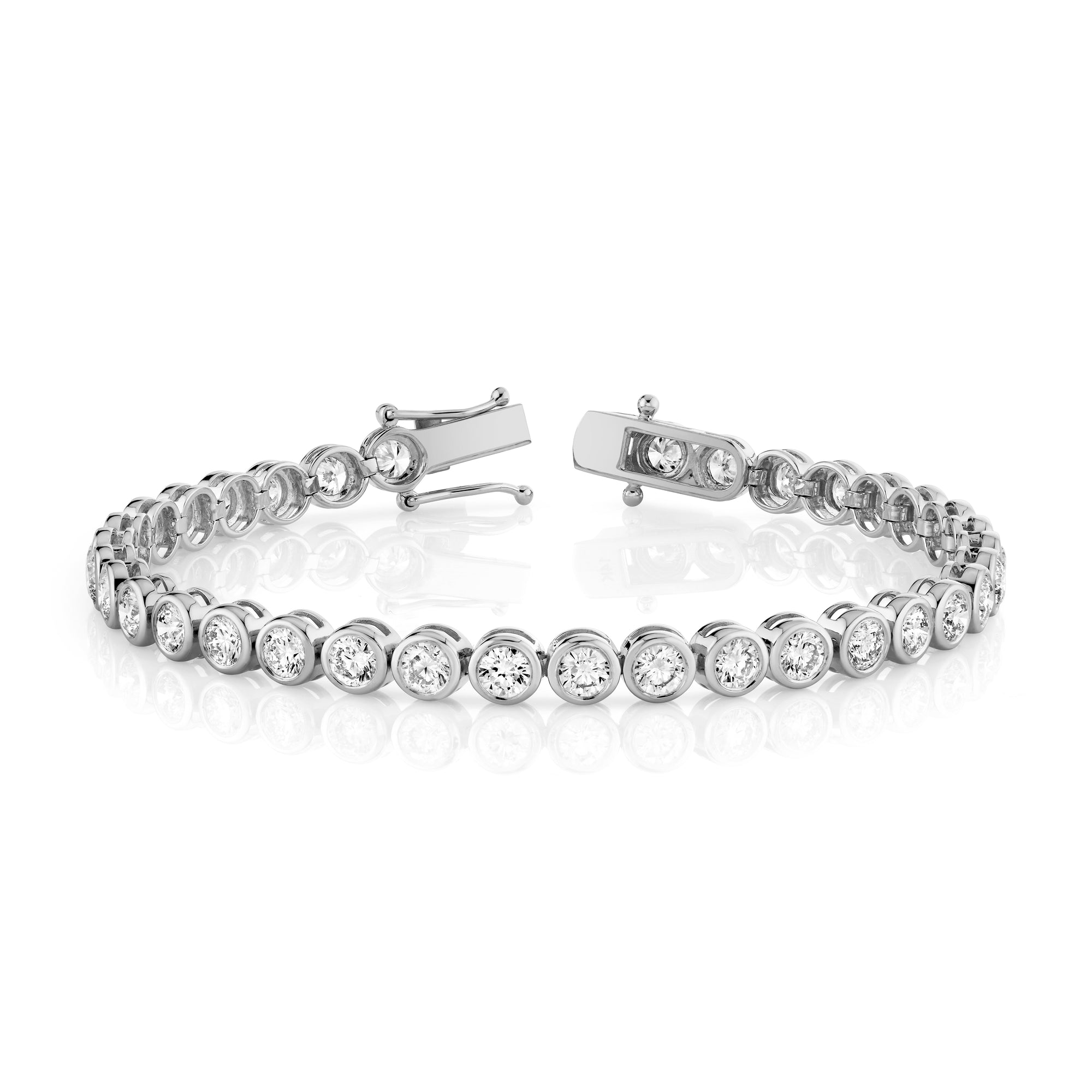 Lab Grown Round Diamond Bezel Tennis Bracelet (6.00CT) 14 Karat Gold