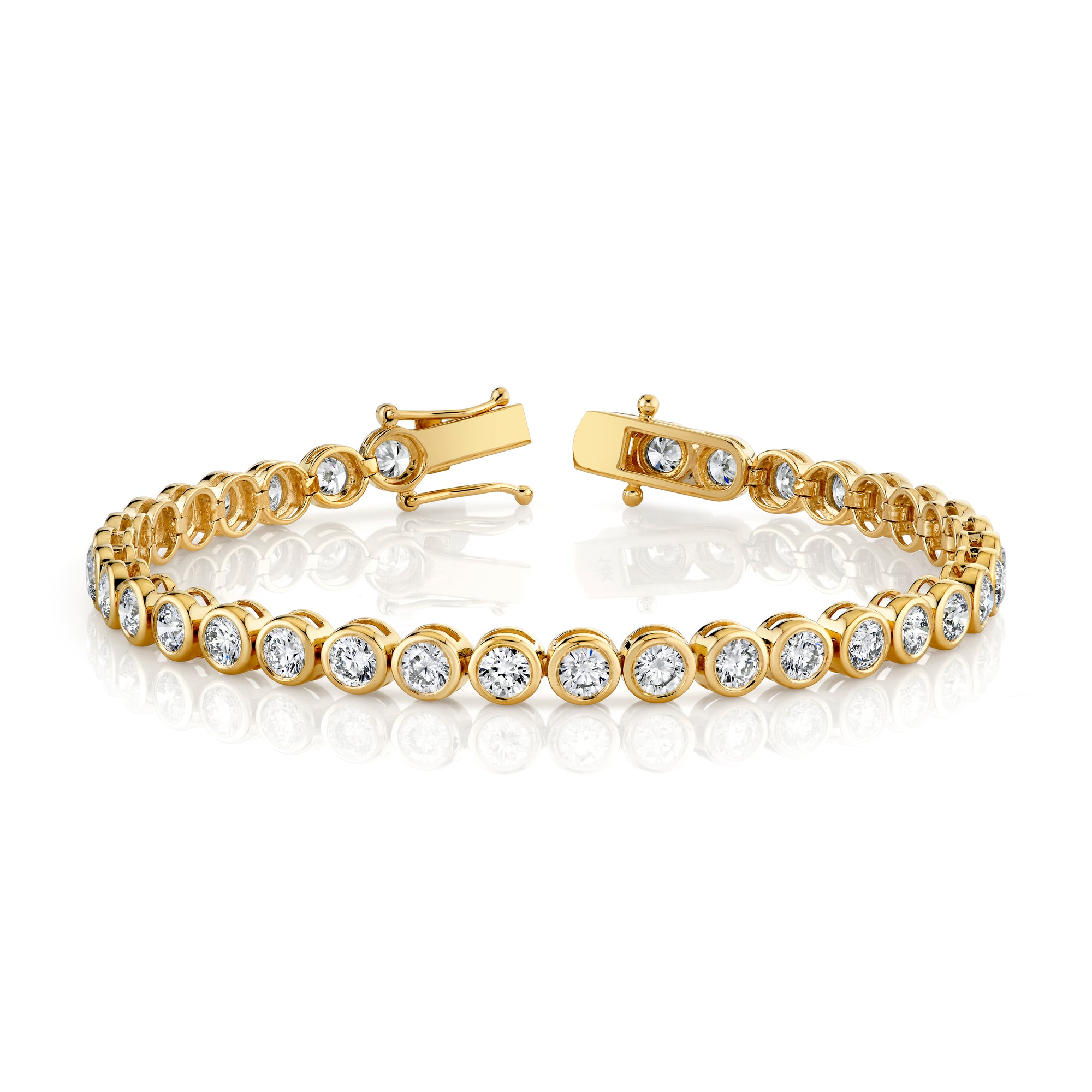 Lab Grown Round Diamond Bezel Tennis Bracelet (6.00CT) 14 Karat Gold