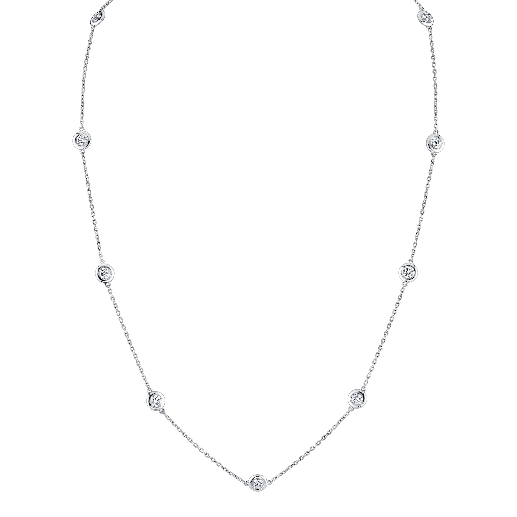 Round Diamond By The Yard Necklace in 14K Gold