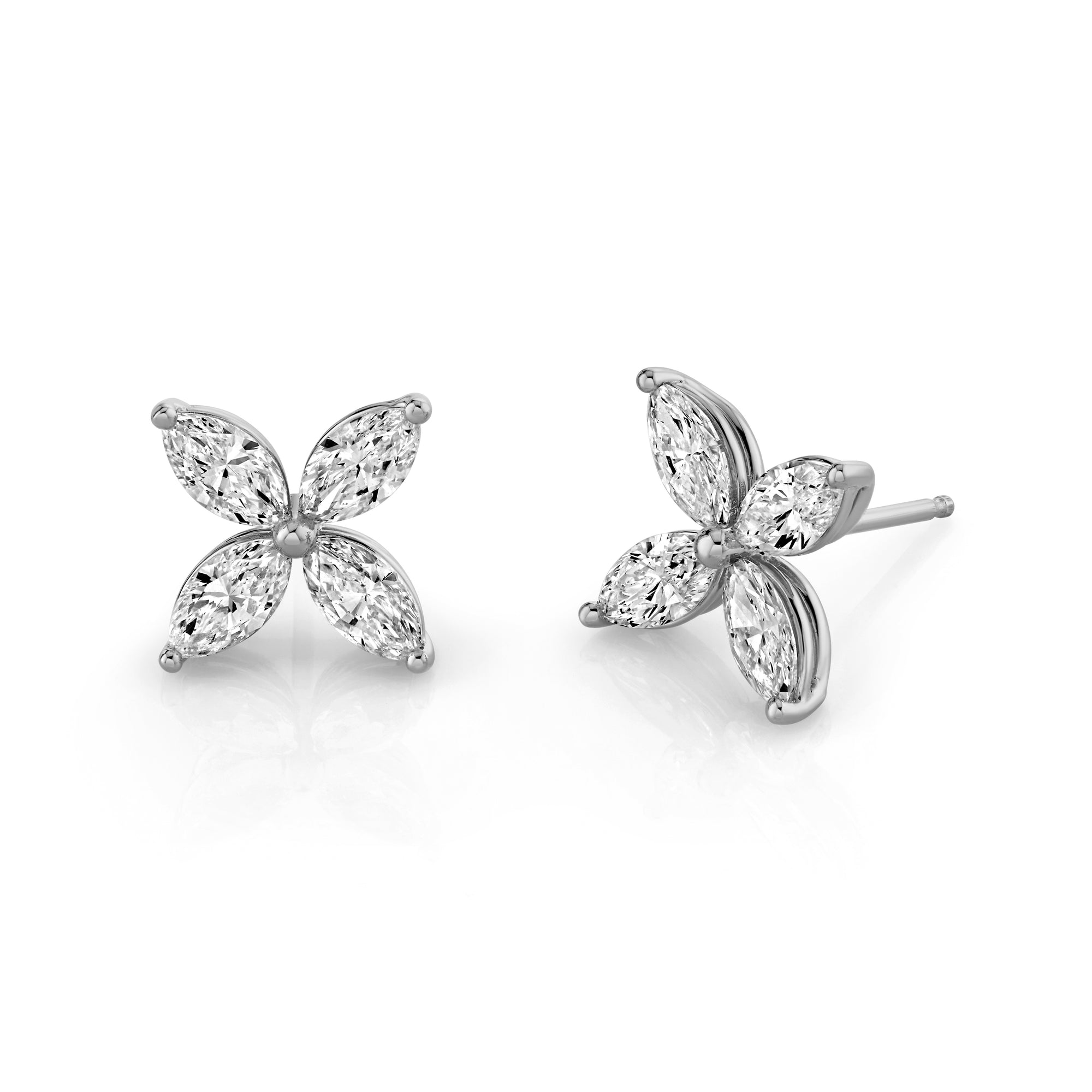 Marquise Lab Grown Diamond Petal Stud Earrings 14K Gold