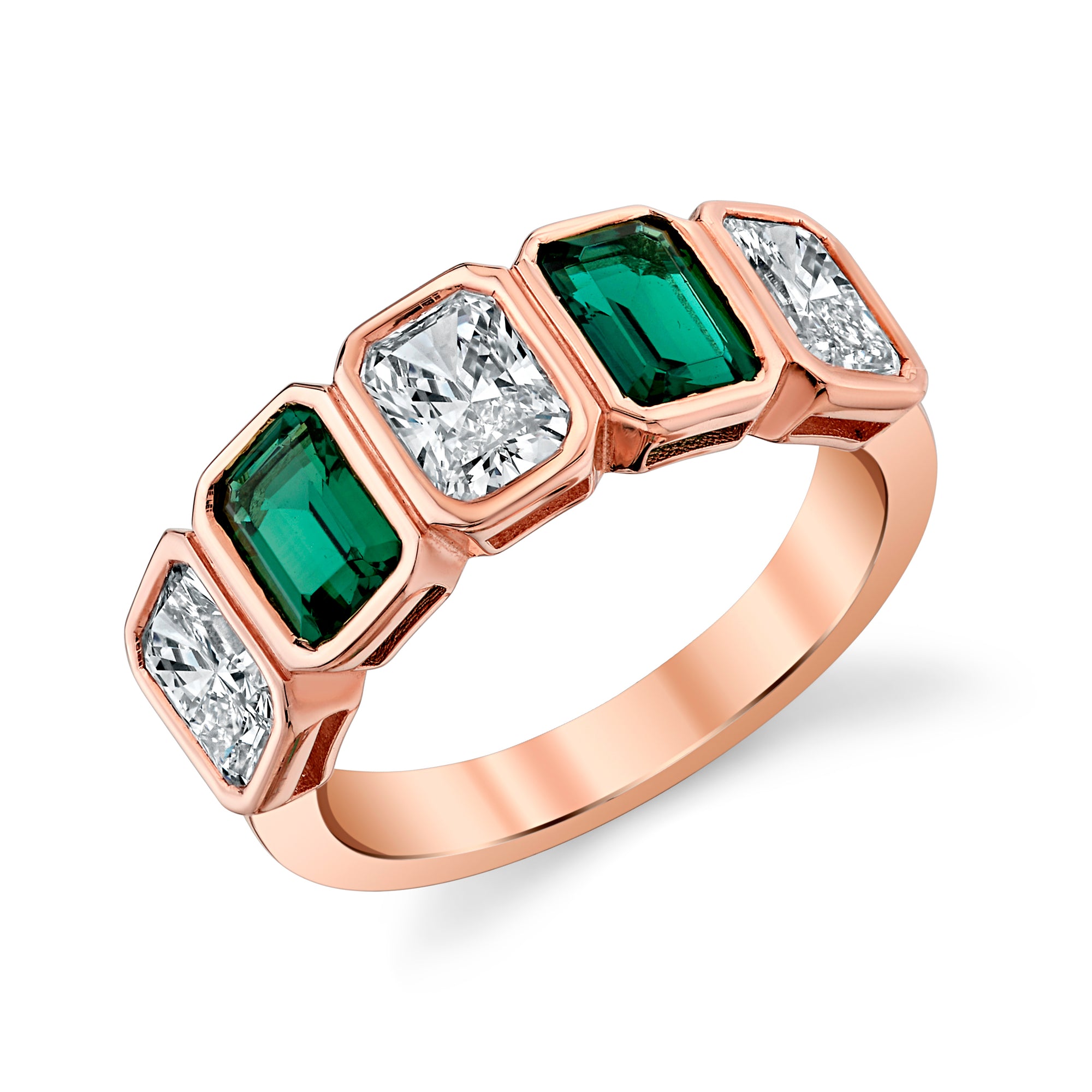 5 Stone Radiant & Emerald Lab Grown Diamond Ring in 14K Gold