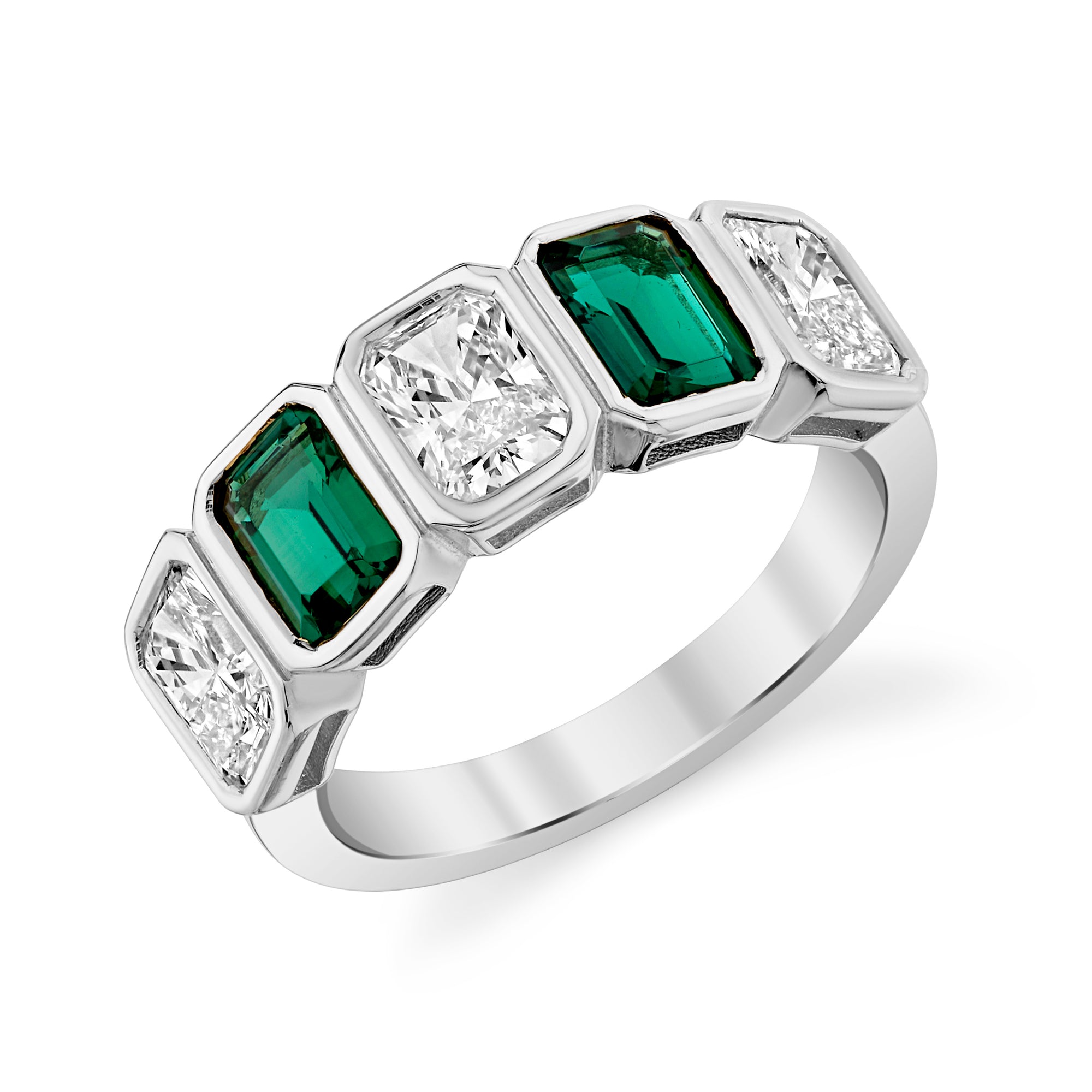 5 Stone Radiant & Emerald Lab Grown Diamond Ring in 14K Gold