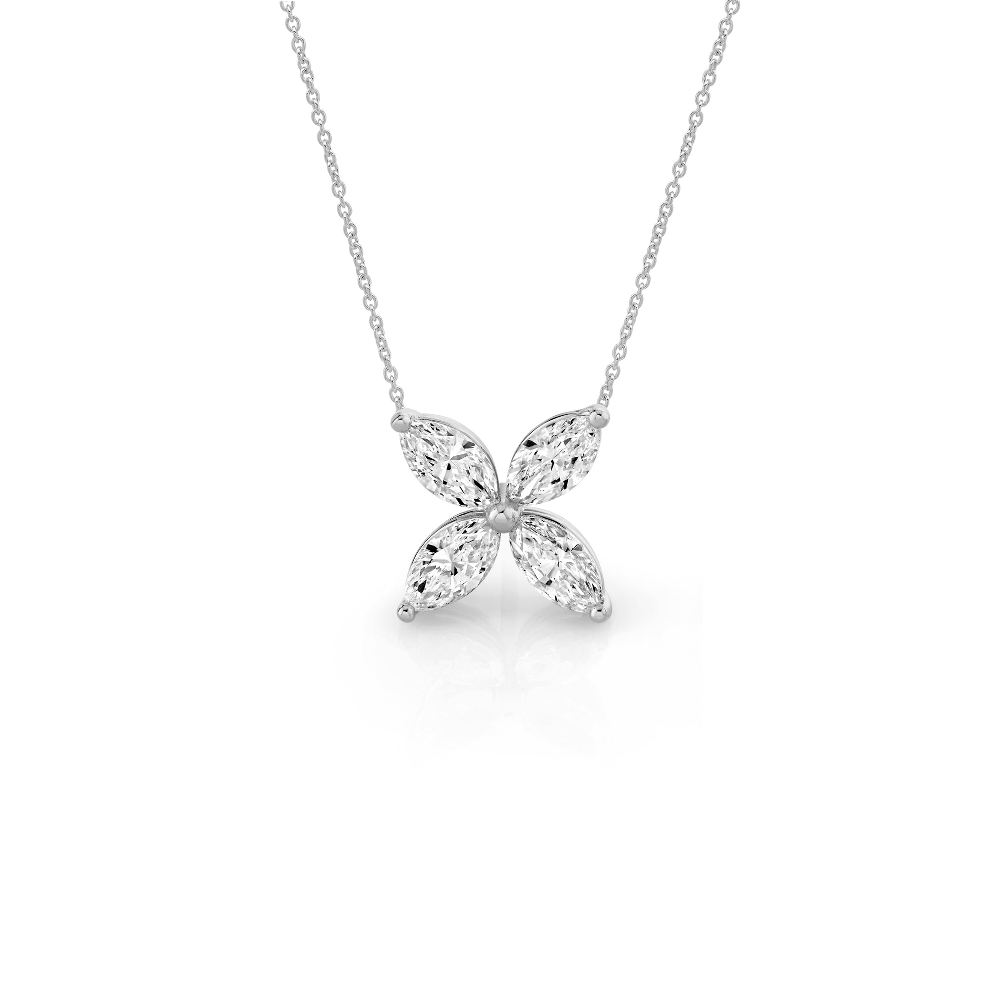 CVD Diamond Marquise Petals Pendant Necklace 14K Gold