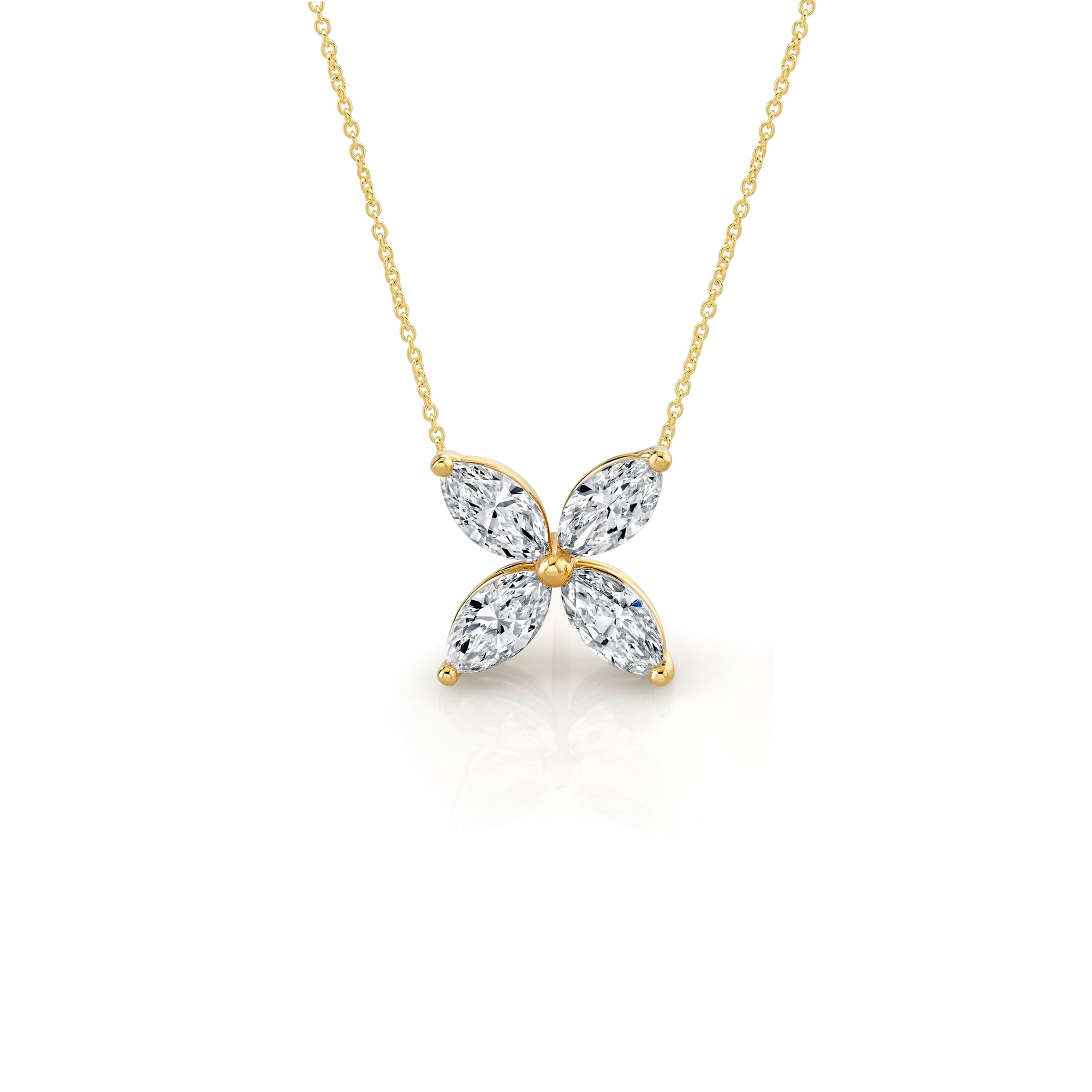 CVD Diamond Marquise Petals Pendant Necklace 14K Gold