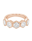 5 Hexagon Lab Grown Diamond Ring 14K Gold