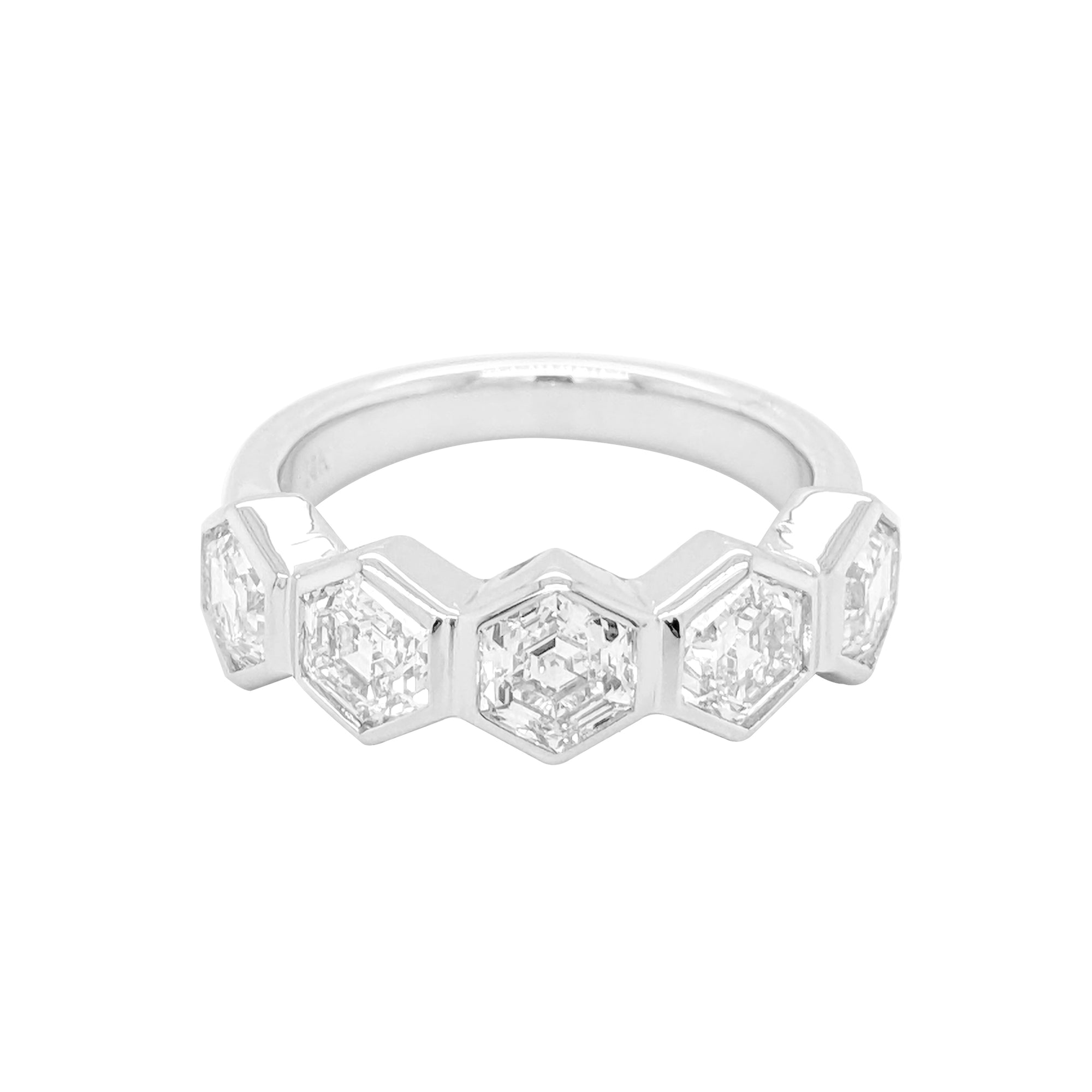 5 Hexagon Lab Grown Diamond Ring 14K Gold