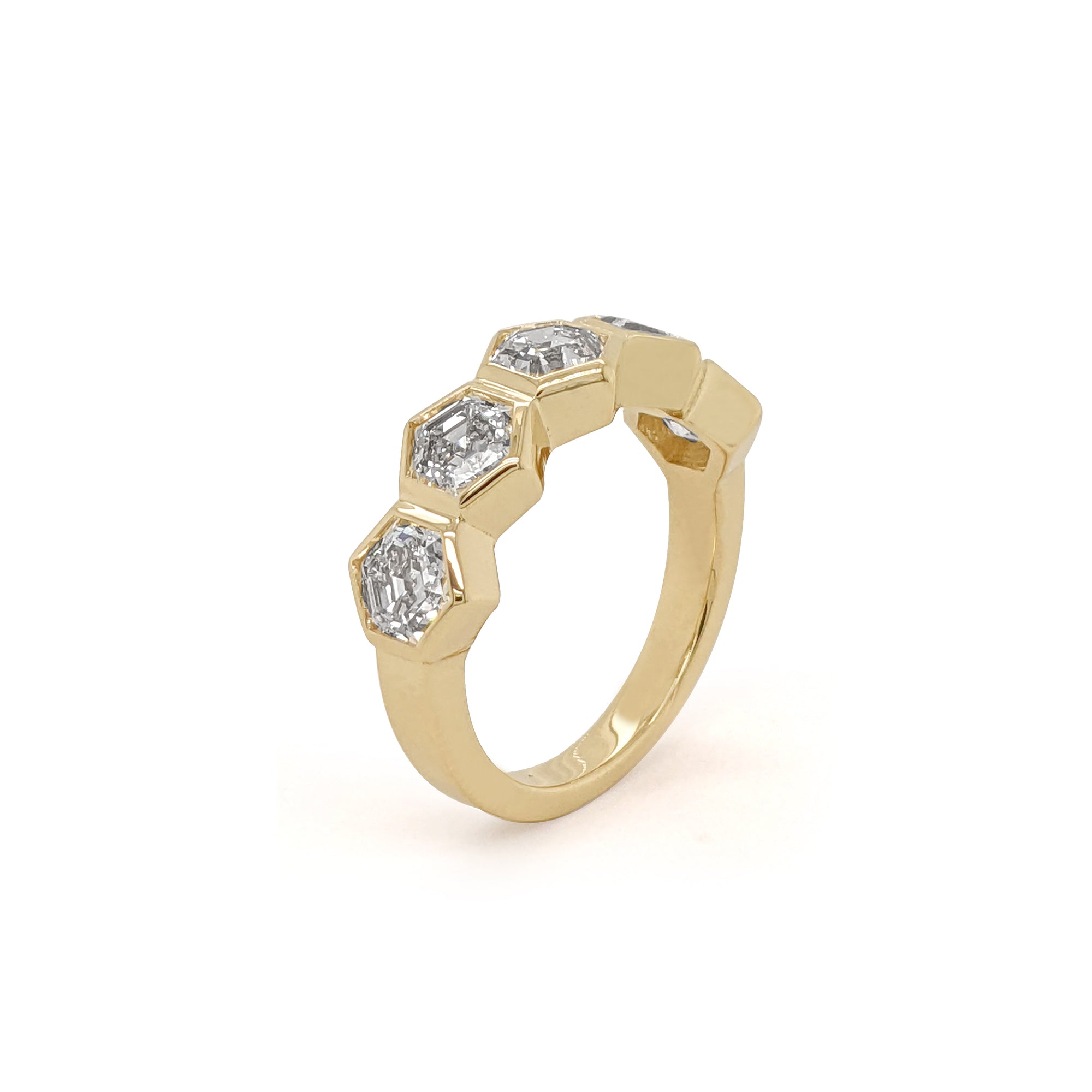 5 Hexagon Lab Grown Diamond Ring 14K Gold