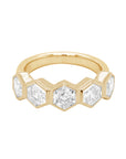 5 Hexagon Lab Grown Diamond Ring 14K Gold