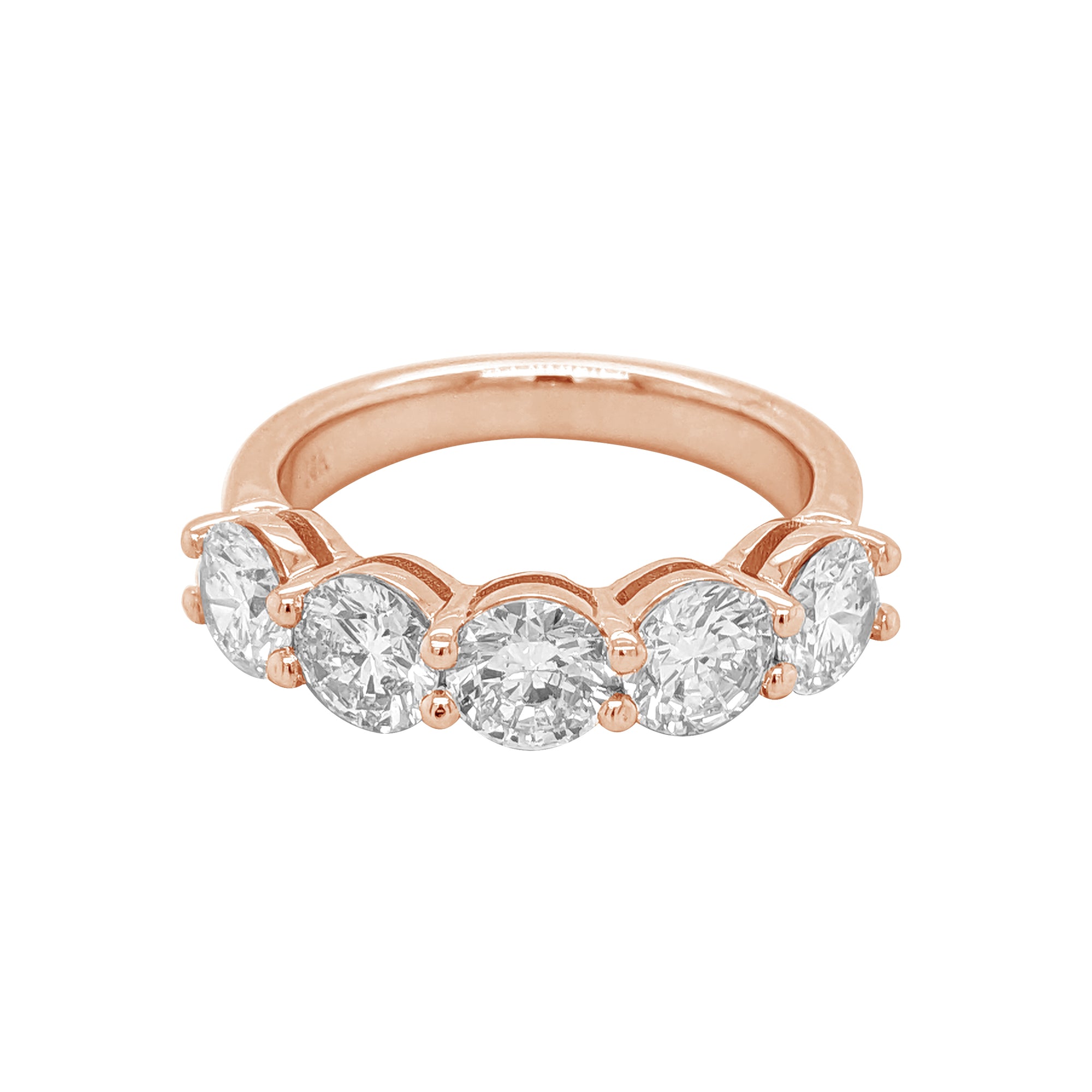 5 Stone Lab Grown Round Diamond Ring in 14K Gold