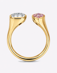 Cushion & Pink Diamond Marquise Toi et Moi Ring