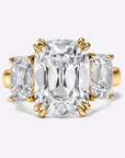 3 Stone Gold Antique Cushion Engagement Ring