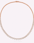 Halfway Pair Shape Gold Tennis Necklace