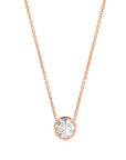 Solitaire Round Diamond Bezel Necklace in 14K Gold