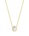 Solitaire Round Diamond Bezel Necklace in 14K Gold