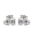 Emerald and Heart Lab Grown Diamond Stud Earrings 14K Gold
