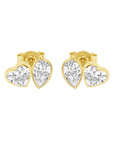 Pear and Heart Lab Grown Diamond Stud Earrings 14K Gold
