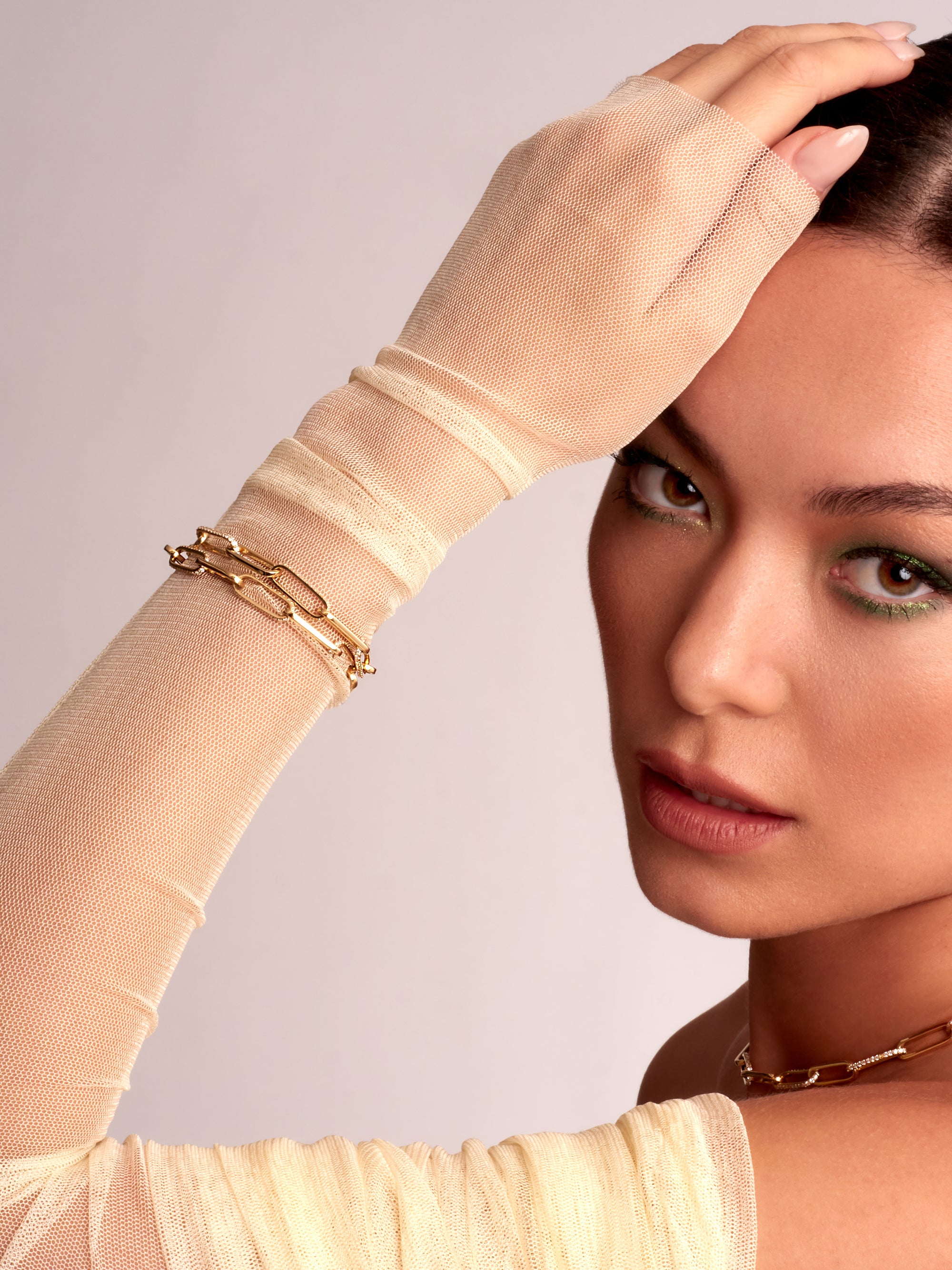 Lab Grown Diamond Paper Clip Bracelet in 14 Karat Gold