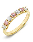 Pink & White Lab Grown Diamond Eternity Band in 14K Yellow Gold – Shared Prong Ring