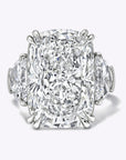 Cushion Cut Engagment Ring with Half-Moon Side Stones