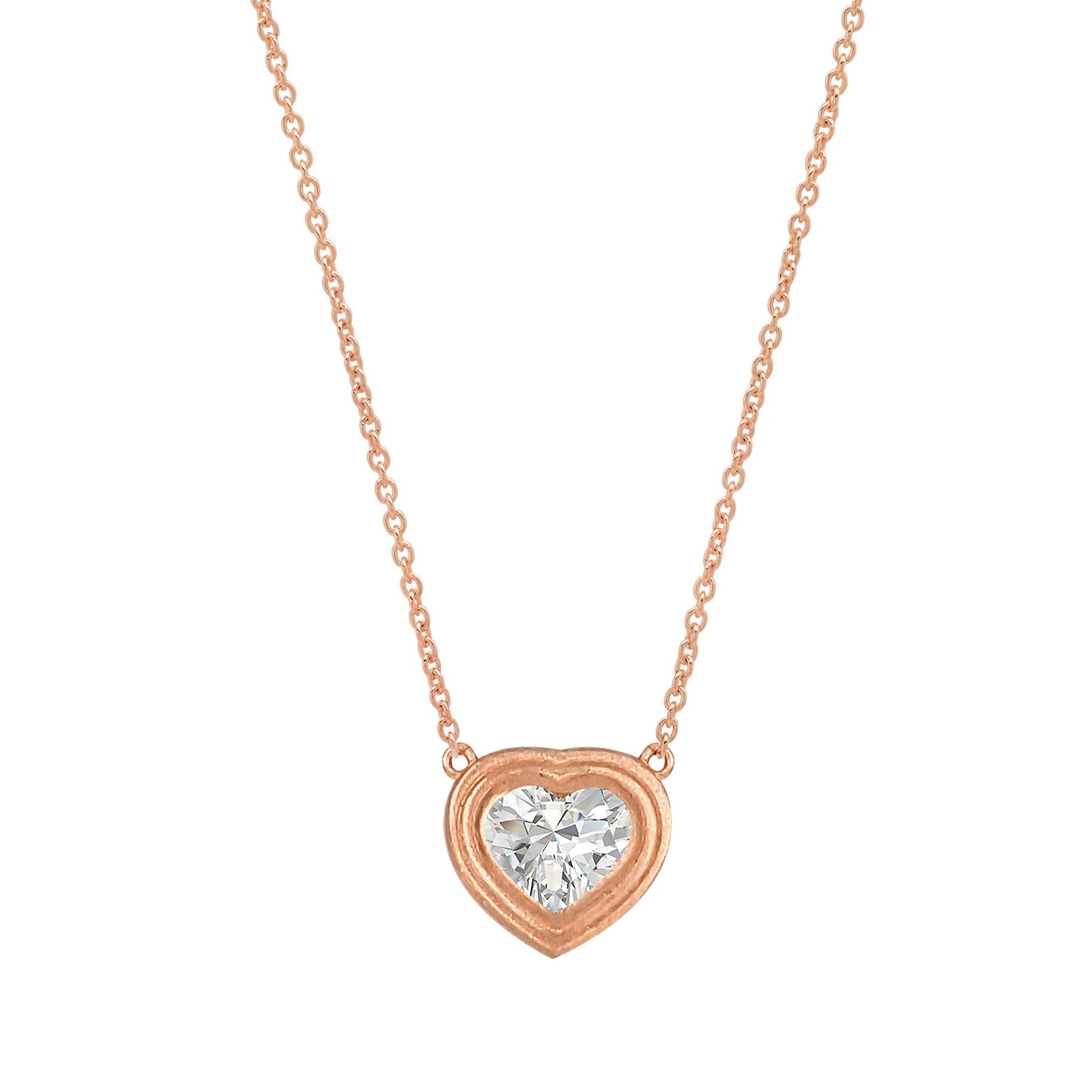 Solitaire Heart Diamond Necklace 14 Karat Gold