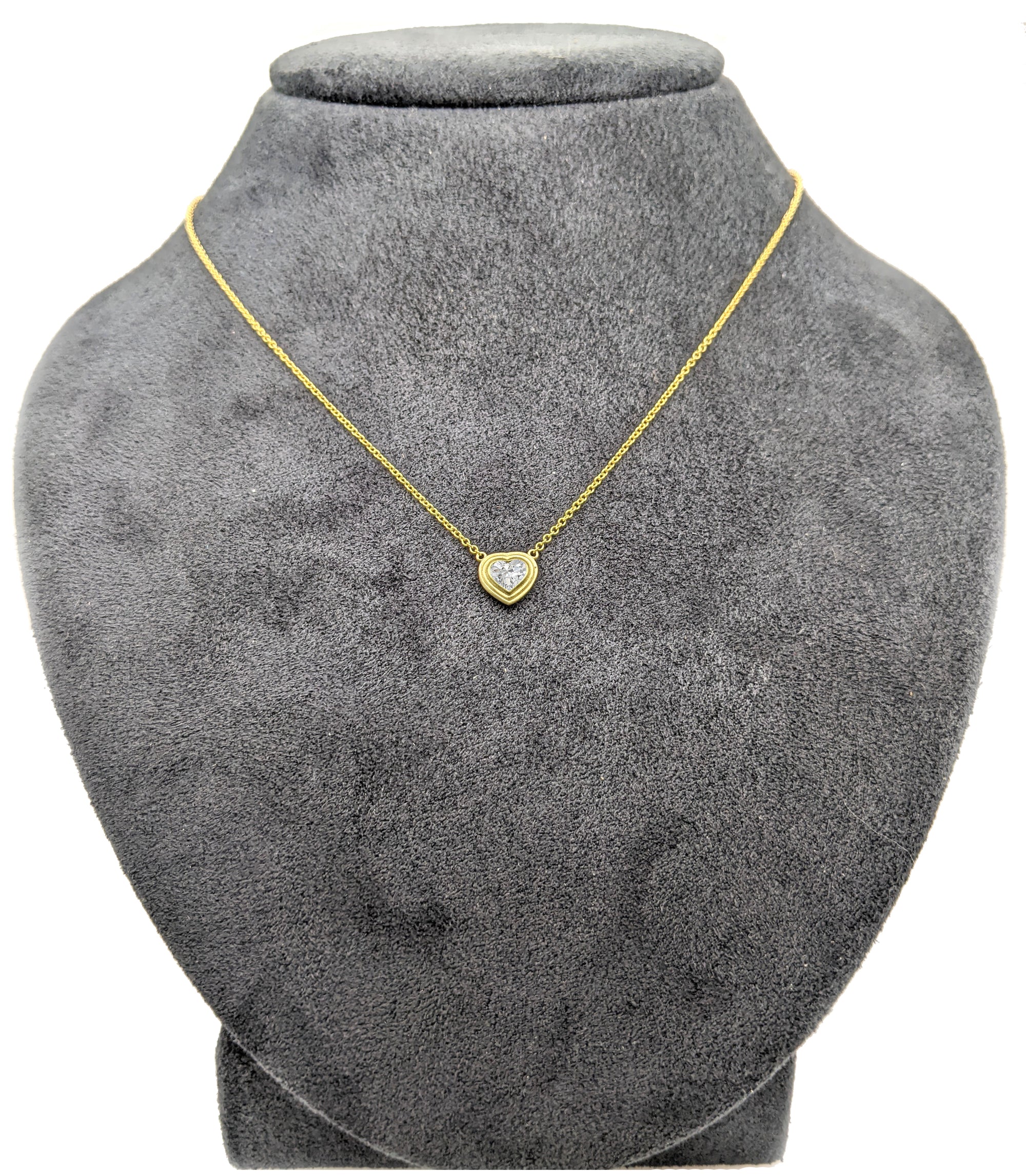 Solitaire Heart Diamond Necklace 14 Karat Gold