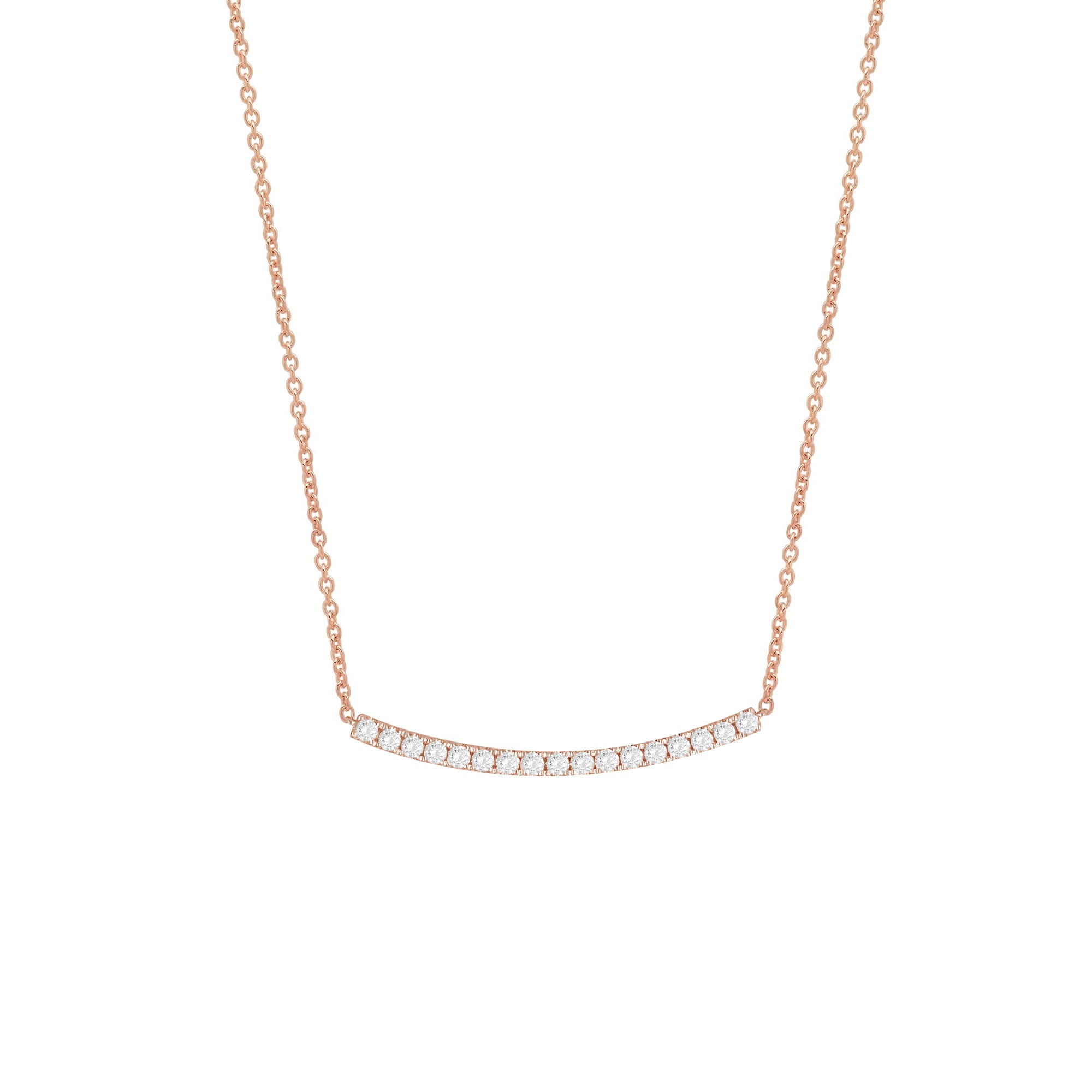 Diamond Curved Bar Necklace in 14K Gold