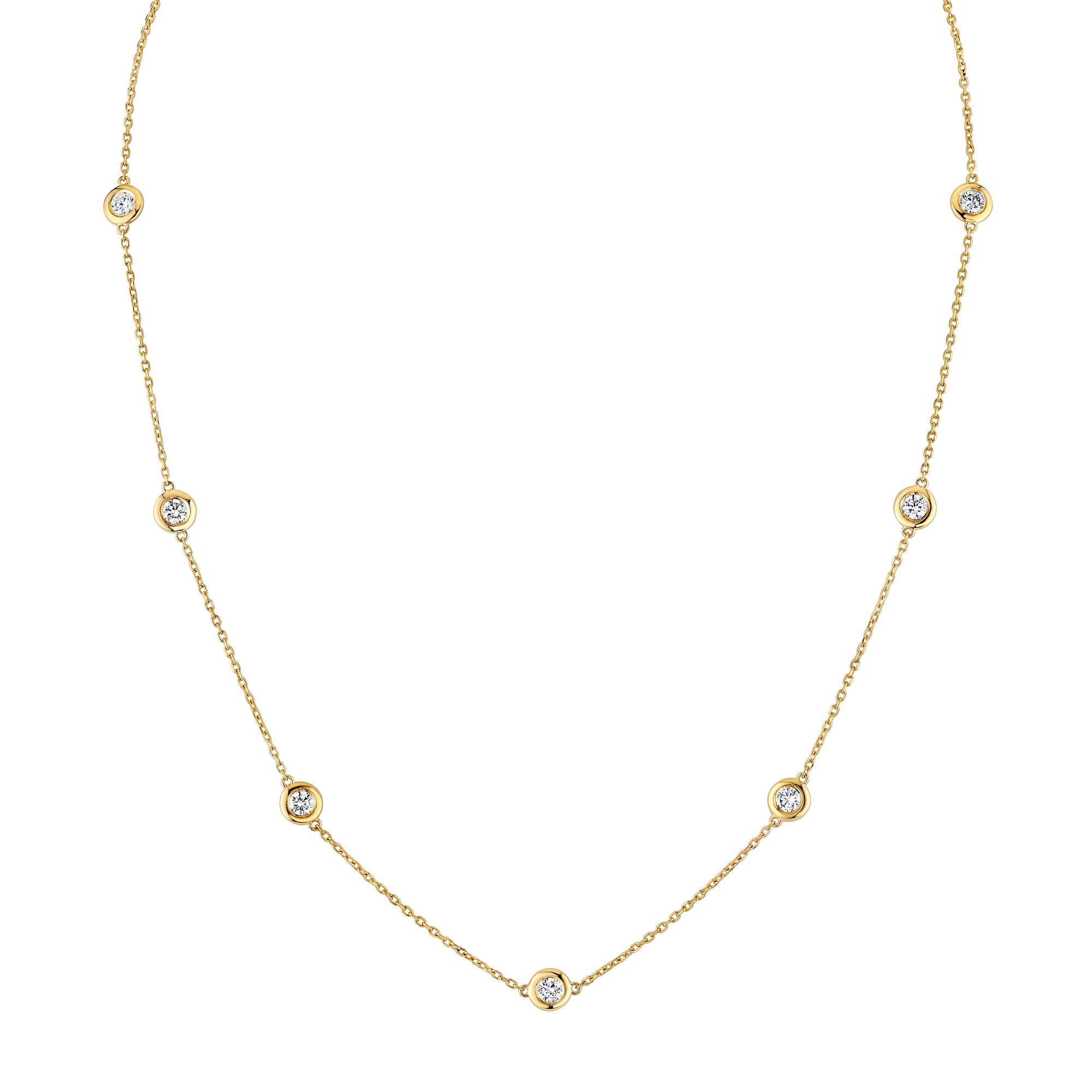 Round Diamond By The Yard Necklace in 14K Gold