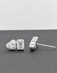 Emerald and Heart Lab Grown Diamond Stud Earrings 14K Gold