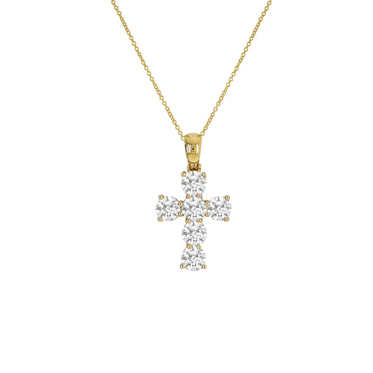 Lab Grown Diamond Cross Pendant Necklace in 14K Gold