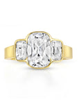 3 Cushion Lab Grown Diamond Ring 14K Gold