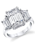 Timeless Elegance Three-Stone Emerald-Cut and Trapezoid Diamond Ring