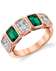 5 Stone Radiant & Emerald Lab Grown Diamond Ring in 14K Gold