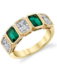 5 Stone Radiant & Emerald Lab Grown Diamond Ring in 14K Gold