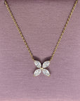 CVD Diamond Marquise Petals Pendant Necklace 14K Gold