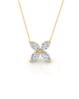 CVD Diamond Marquise Petals Pendant Necklace 14K Gold