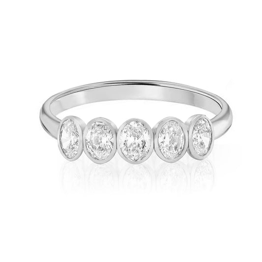 5 Stone Oval Lab Grown Diamond Ring in 14K Gold