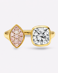 Cushion & Pink Diamond Marquise Toi et Moi Ring
