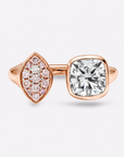 Cushion & Pink Diamond Marquise Toi et Moi Ring