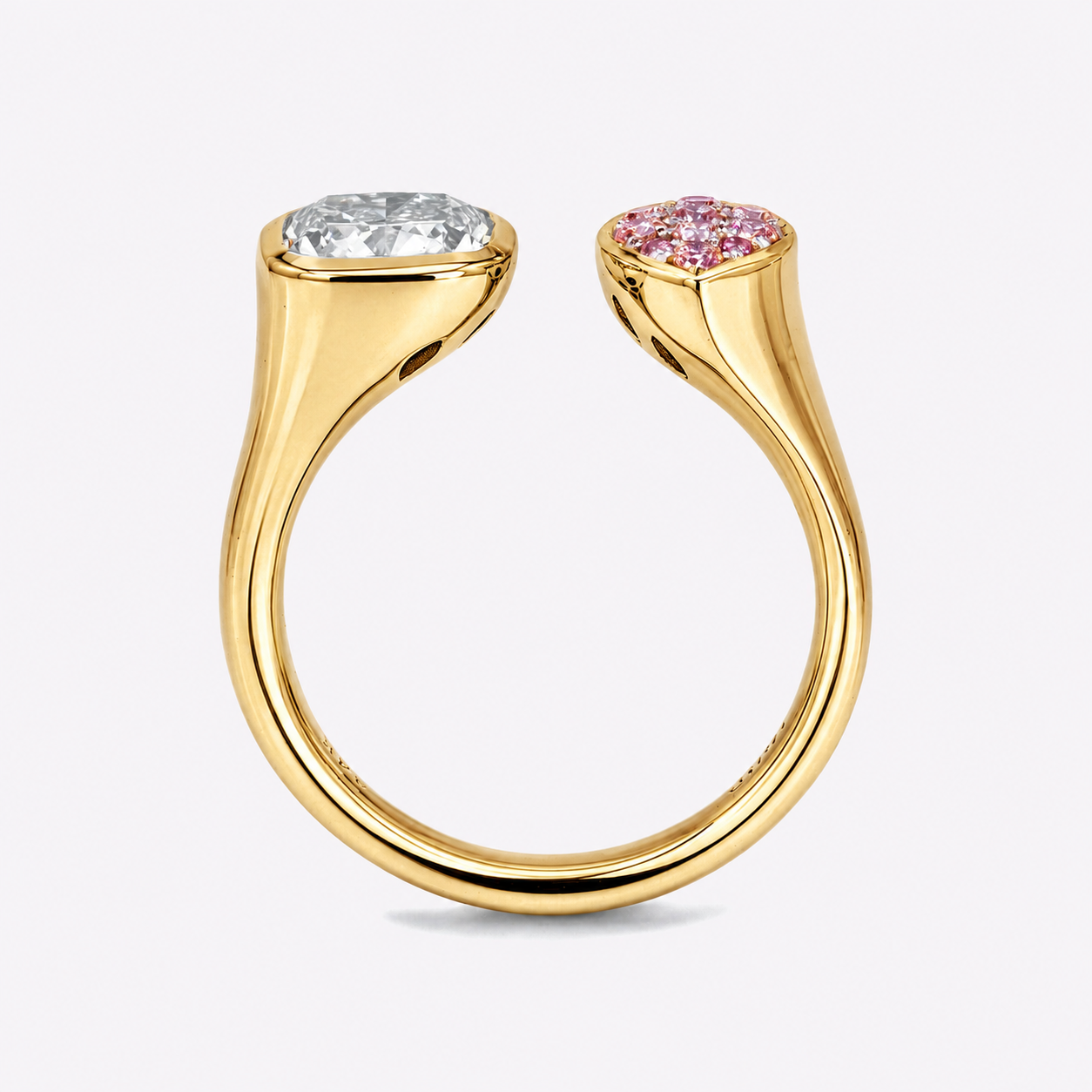 Cushion &amp; Pink Diamond Marquise Toi et Moi Ring
