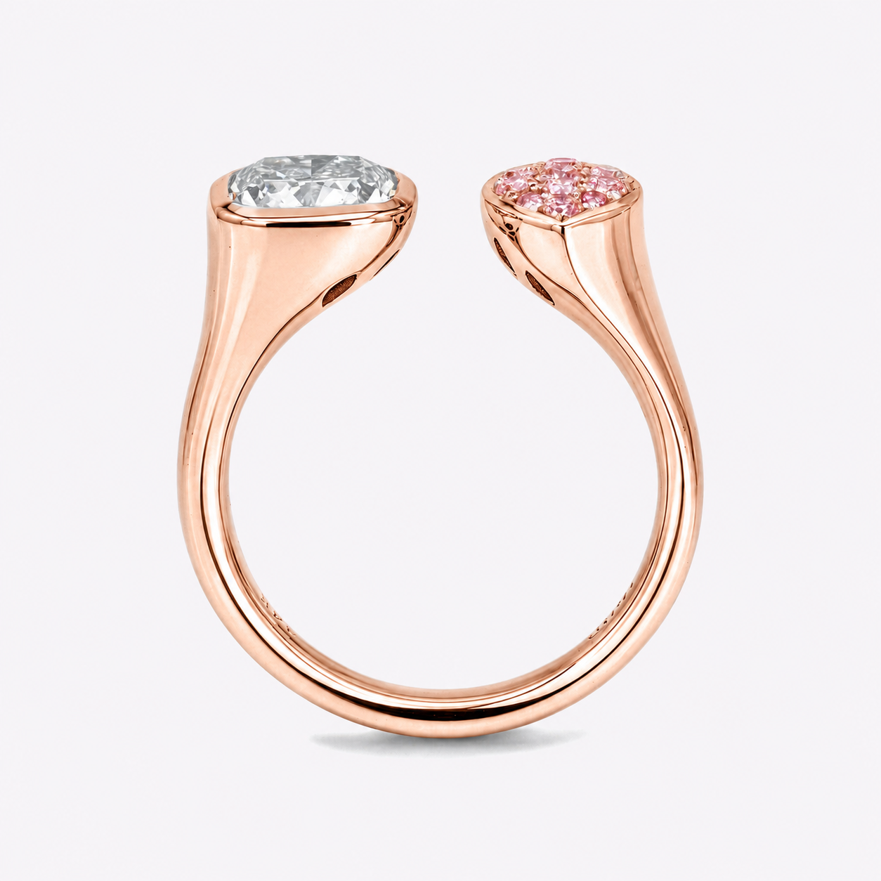 Cushion &amp; Pink Diamond Marquise Toi et Moi Ring