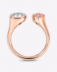 Cushion & Pink Diamond Marquise Toi et Moi Ring