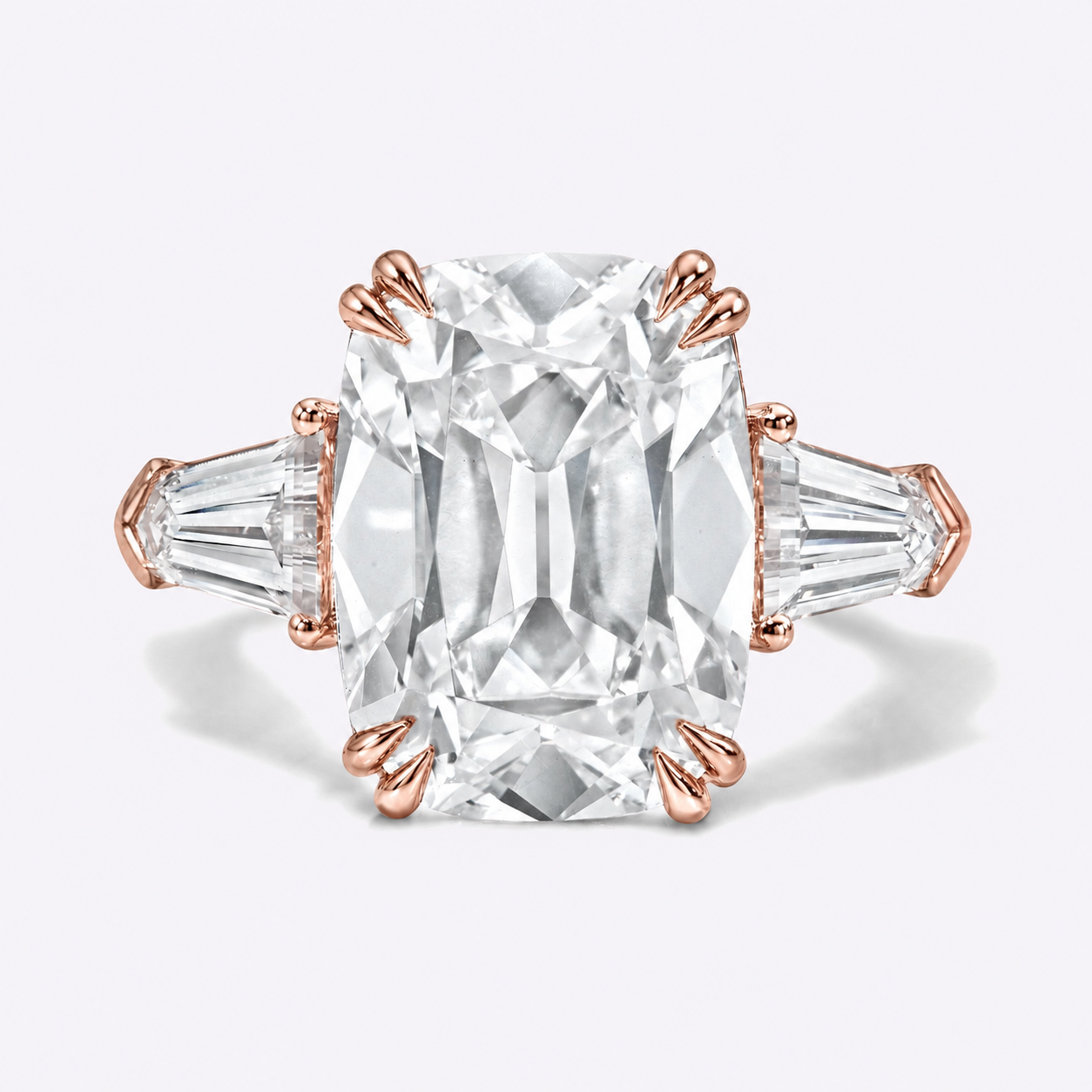 3 Stone Gold Cushion Engagement Ring