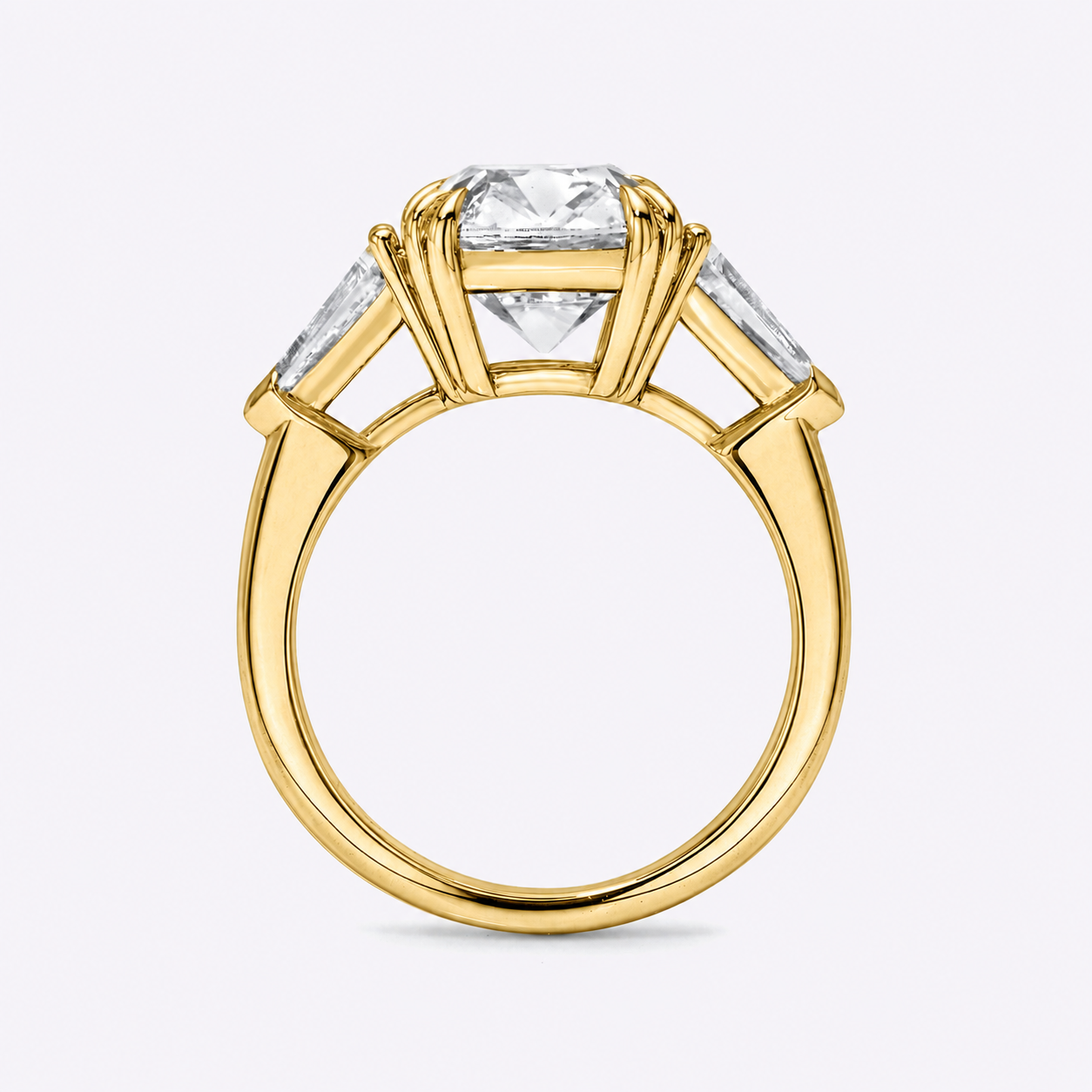 3 Stone Gold Cushion Engagement Ring