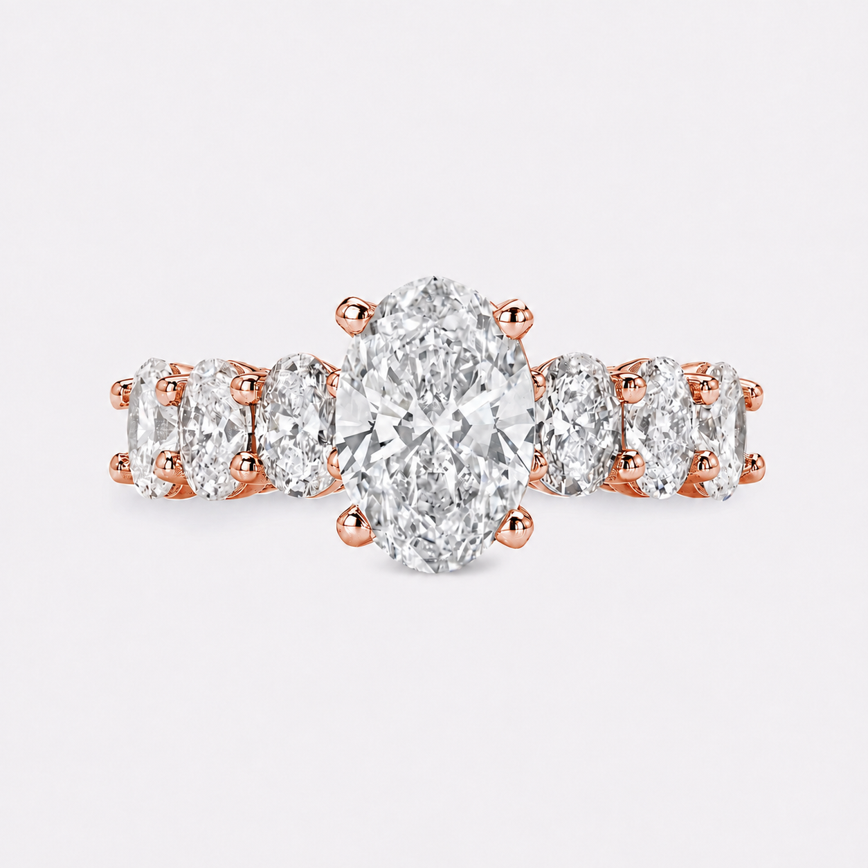 Oval Lab Grown 7 Stone Engagement Ring