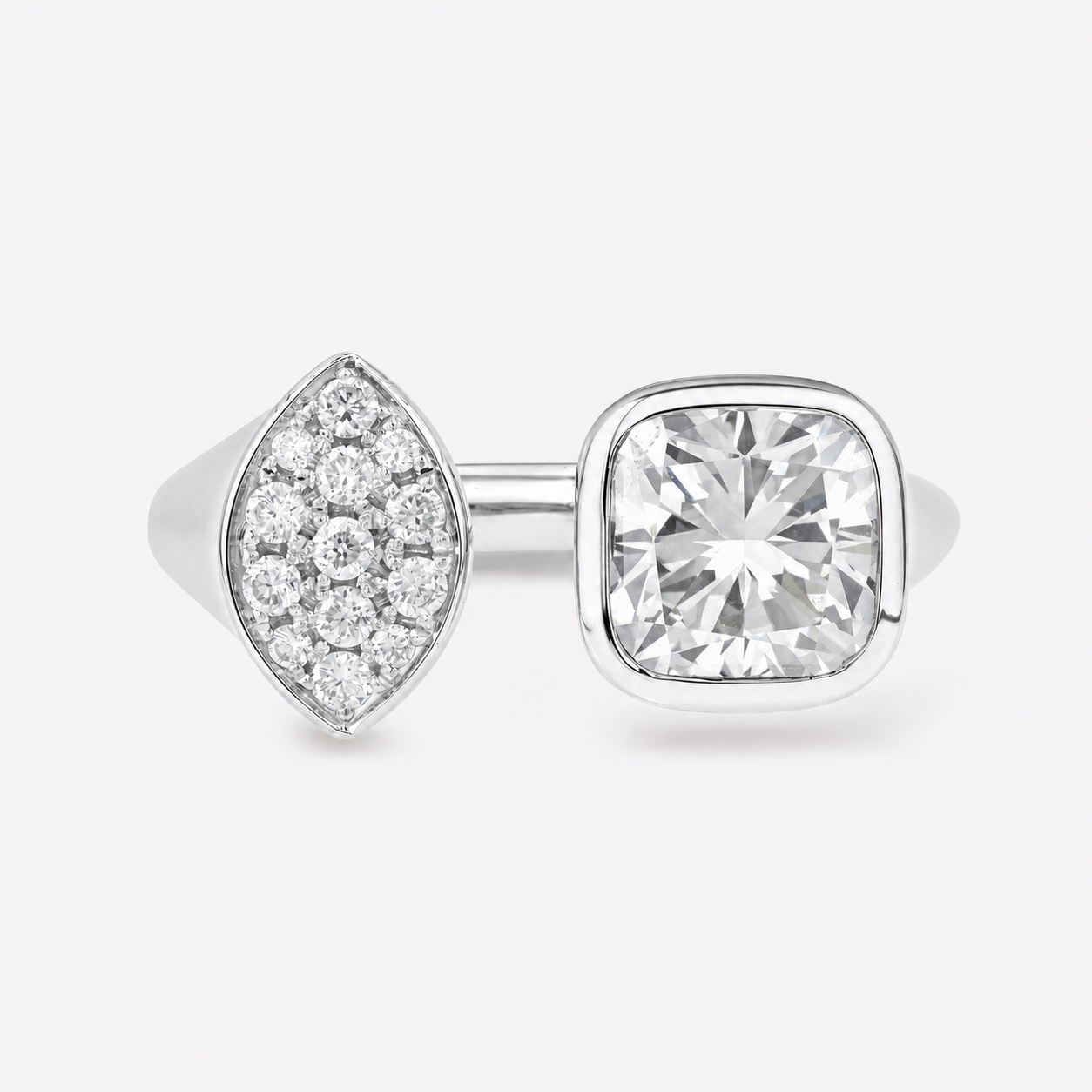 Cushion &amp; Marquise Lab-Grown Diamond Toi et Moi Ring in 14K Gold